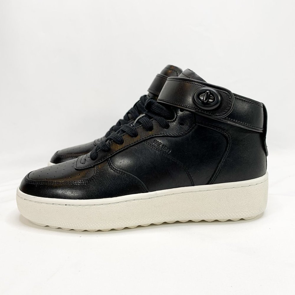 COACH Turnlock C210 Black High Top Sneaker 7 D NEW - Picture 7 of 8